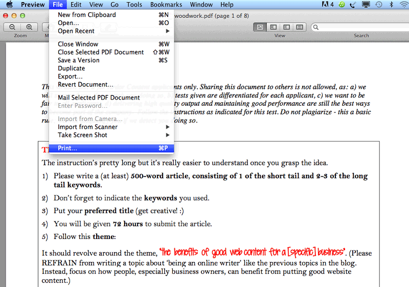 get a pdf as a choice in print area for mac